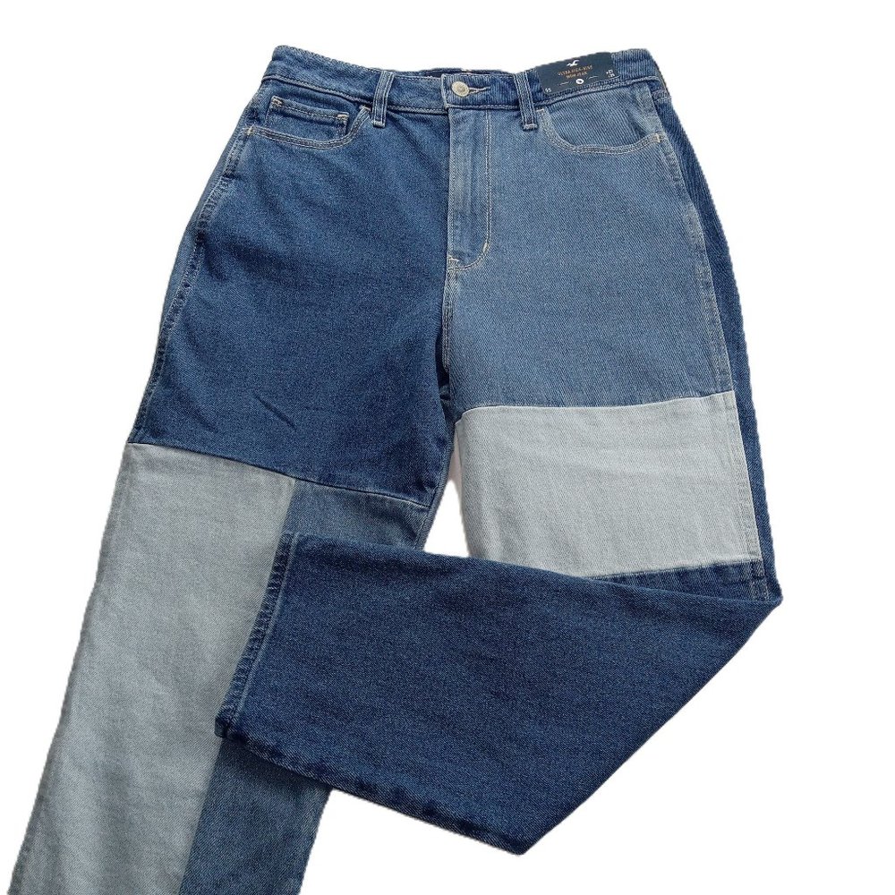 Hollister Ultra High-Rise Mom Jeans Women's Size 5S W27 L25 Patchwork Denim